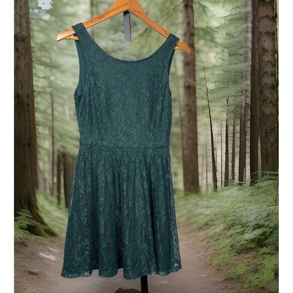 Forever 21 Dress Sleeveless Mini Backless Lace‎ Up Green Small Romantic Fairy - Picture 1 of 4